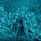Unique Loom Solid Shag Collection Area Rug (5' 1" Round, Turquoise)