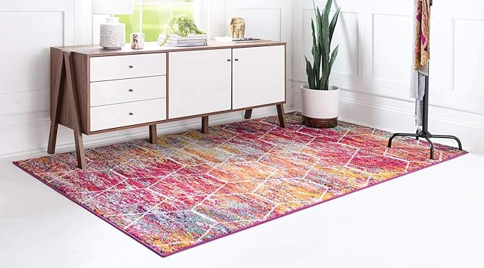 Unique Loom Trellis Frieze Collection Area Rug - Geometric (6' x 9', Multi/ Ivory)