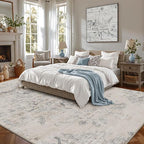 LUMI 8x12 Washable Area Rug for Living Room, Ultra Soft Vintage Rugs with TPE Non Slip Backing, Stain Resistant, Low Profile Carpet High Traffic for Bedroom, Dining Room