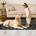 DUKINO 2x5 Washable Runner Rug, Floral Non Slip Bathroom Rugs with Soft Low Pile Design, Lightweight Non-Shedding Carpet Runner for Bathroom, Kitchen, Hallway, Bedroom, Laundry, Black