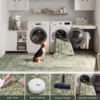 jinchan Hallway Runner Rug 2x8 Vintage Floral Distressed Design - Machine Washable Non-Slip Low-Pile Soft Thin Faux Wool Kitchen Carpet for Farmhouse Bedroom Laundry Room(2x8ft,Dark Green)