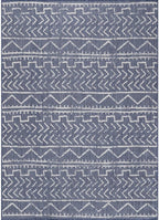 Beverly Rug Waikiki Indoor Outdoor Rug 5x7, Washable Outside Carpet for Patio, Deck, Porch, Trellis Area Rug, Water Resistant, Blue - White