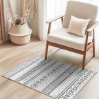 BESTSWEETIE 2x3 Area Rugs for Living Room Washable Moroccan Farmhouse Neutral Geometric Low Pile Non-Slip Soft Print Pattern Rug for Bedroom Kitchen Dining Room Entryway Grey/Black/Navy
