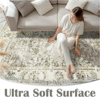 jinchan Fiora Hallway Runner Rug 3x10 Washable Runner - Vintage Floral Non Slip Low-Pile Soft Thin Faux Wool Kitchen Rug Distressed Carpet for Farmhouse Bedroom Laundry Room(3x10ft, Taupe)