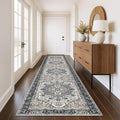 KOZYFLY Runners for Hallways 3x12 Ft Extra Long Washable Faux Wool Thin Hallway Rug Boho Runner Carpet Printed Entryway Rug for Bedroom Stairs Kitchen Living Room Hall, Black/Taupe/Beige