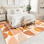 MUJOO 9x12 Area Rugs,Washable Rugs for Living Room Bedroom Dining Room,Large Boho Throw Floor Carpet Non Slip Soft Modern Abstract Bohemian Orange