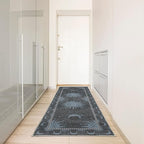 Ambesonne Sun and Moon Decorative Rug, Bohemian Artwork Design of Crescent Solar Ornament Esoteric Stars Ornaments, Quality Carpet for Bedroom Dorm and Living Room, 2' 5" x 7' 5", Pale Blue