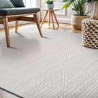 CAMILSON Micro Loop Rug 4x6 Modern Luxury Geometric Pattern Area Rugs Soft High and Low Pile Stain Resistant Easy-Cleaning Non-Shedding for Living Room Office Indoor Carpet (4 x 6 / White)
