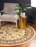Unique Loom Voyage Collection Traditional Oriental Classic Area Rug (5' 0 x 5' 0 Round, Ivory/Gold)