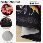 Vintage Medallion Floral Kitchen Runner 2x6, Machine Washable Rug, Soft Low Pile, Non-Slip Carpet for Hallways, Laundry, Bedroom, Bathroom, Entryway | Black