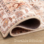 SERISSA Boho Rugs for Entryway, 2x3 Peach Cream Entryway Rug Non-Slip Washable Small Area Rug, Ultra Soft Vintage Low-Pile Indoor Door Mat Floor Carpet for Entrance Bedroom Kitchen Bathroom
