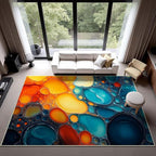 Modern Abstract Area Rug, Fluid Art Abstract Area Rug, Modern Colorful Bubbles Rugs, Geometric Rugs, Washable Non Slip Soft Alcohol Ink Carpet for Living Room (10' x 16'(Rectangular))