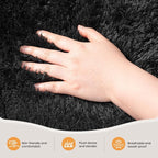 Zentavio 8x10 Black Area Rugs for Living Room Clearance Bedroom Large Men Room Carpet Fluffy Furry Shag Aesthetic Plush High Pile Floor Rug for Nursery Kids Room Dorm Home Decor