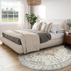 Moynesa Ultra-Thin Washable Round Rug - 6ft Large Living Room Circle Area Rugs, Vintage Dining Room Mat Stain Resistant Nursery Carpet for Bedroom Mudroom Kitchen Apartment Home Office