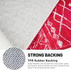 KUTA Christmas Rugs for Entryway, 2x3 Entrance Small Area Rug Red Non-Slip Washable, Ultra Soft Vintage Geometric Low-Pile Indoor Door Mat Floor Carpet for Kitchen