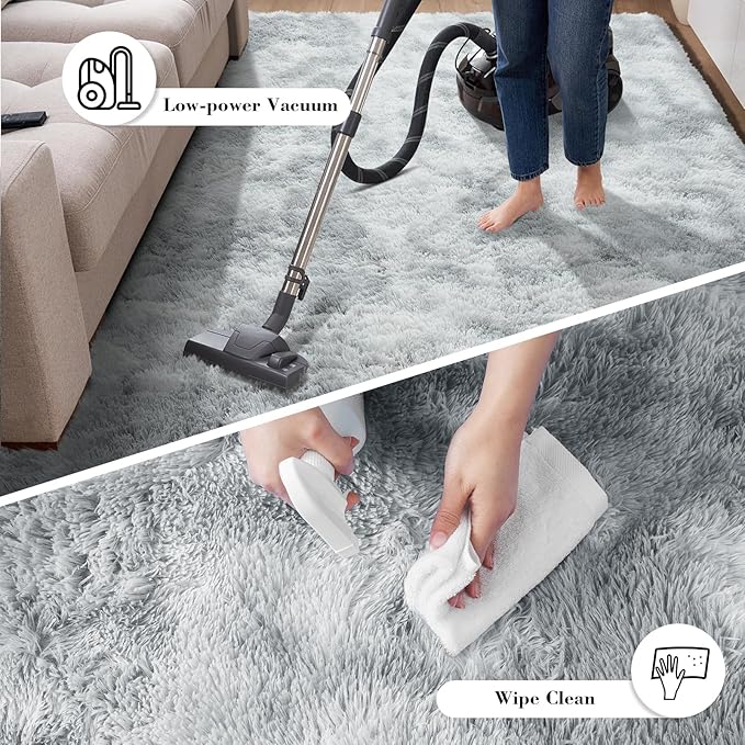 Fluffy Rug Shaggy Area Rug, Mottling Grey 3x5 Area Rugs for Bedroom, Small Bedside Rug, Soft Fluffy Shaggy Entryway Throw Rugs for Living Room Bedroom Kids Room Home Decor