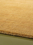 Hand Knotted Loom Wool ECO-Friendly Area Rugs - 8'x8', Square, Gold Color, Solid Plain Design, High Pile Thick Handmade Anti Skid Area Rugs for Living Room, Bed Room (L00111)