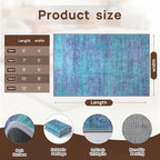 Abstract 4x6 Area Rug, Modern Indoor Entryway Rugs, Washable Soft Non-Slip Accent Carpet Door Mat for Dining Room Kitchen Bedroom - Teal+Purple