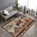 Horse Western Boho Ethnic Style Area Rug Washable Outdoor Rugs Anti-Slip Soft Carpet Entryway Indoor Door Mat for Bedroom,Living Room,Porch,Terrace and Entrance Decor 2'x 1.4'