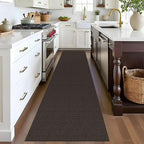 EARTHALL Washable Runner Rug 2x8 Ft Non Slip Runners for Hallways Cotton Rubber Backed Kitchen Runner Braided Indoor Floor Carpet Runners for Entryway, Hallway, Kitchen, Bedroom, Taupe/Coffee