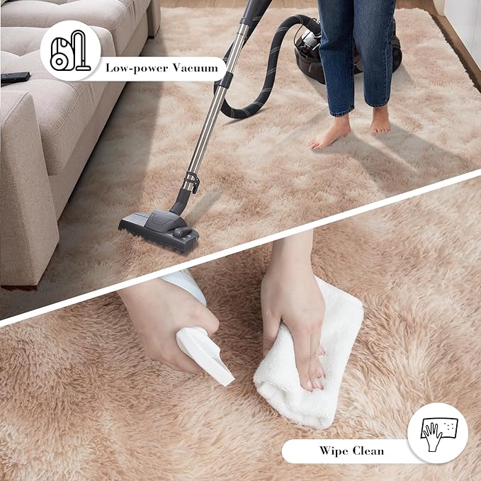 Fluffy Rug Shaggy Area Rug, Mottling Beige 5x8 Area Rugs for Bedroom, Small Bedside Rug, Soft Fluffy Shaggy Entryway Throw Rugs for Living Room Bedroom Kids Room Home Decor