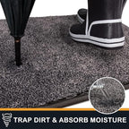 PURRUGS Dirt Trapping Door Mat 31.5" x 70", Non-Slip Machine Washable Entry Rug, Shoe Scraper, Dog Doormat, Super Absorbent Welcome Mat for Front & Back Door, Muddy Shoes & Paws, Light Grey-Dark Grey