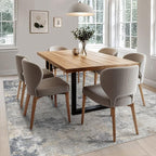 Square Area Rugs : Washable 8x8 Neutral Modern Abstract Carpet for Living Room Bedroom - Soft Floor Mat with Non Slip Backing for Kitchen Nursery Dorms Farmhouse Home Decor - Blue Grey