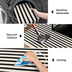 KOZYFLY Black and Beige Striped Porch Rug 2x3 Ft Small Area Rug Cotton Outdoor Doormat Front Door Rug Washable Outdoor Rug Farmhouse Layered Door Mat for Front Door Entryway Patio Porch