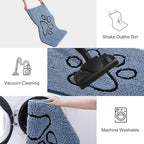 Smiry Dog Door Mat for Muddy Paws, Absorbent Dirt Trapper Non Slip Quick Dry Washable Chenille Mat for Mud Dogs, Entry Rug for Indoor and Outdoor (36x24 Inches, Airy Blue and Black)