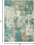 Lahome Modern Abstract Area Rug 5x7 Rugs for Living Room, Washable Accent Bedroom Rug Non-Slip Non Skid, Indoor Floor Contemporary Carpet for Kitchen Bathroom Laundry,Green/Grey