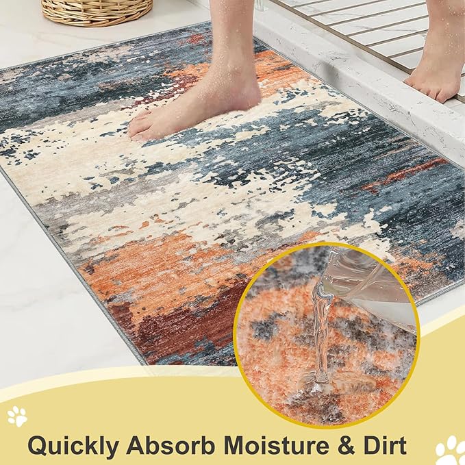 COMSLE Door Mat Soft Absorbent Indoor Front Entryway Rug Machine Washable Entrance Mats for Muddy Paws Non Slip Throw Rugs 24" x 36" Doormat for Inside Foyer Bedroom - Yellow