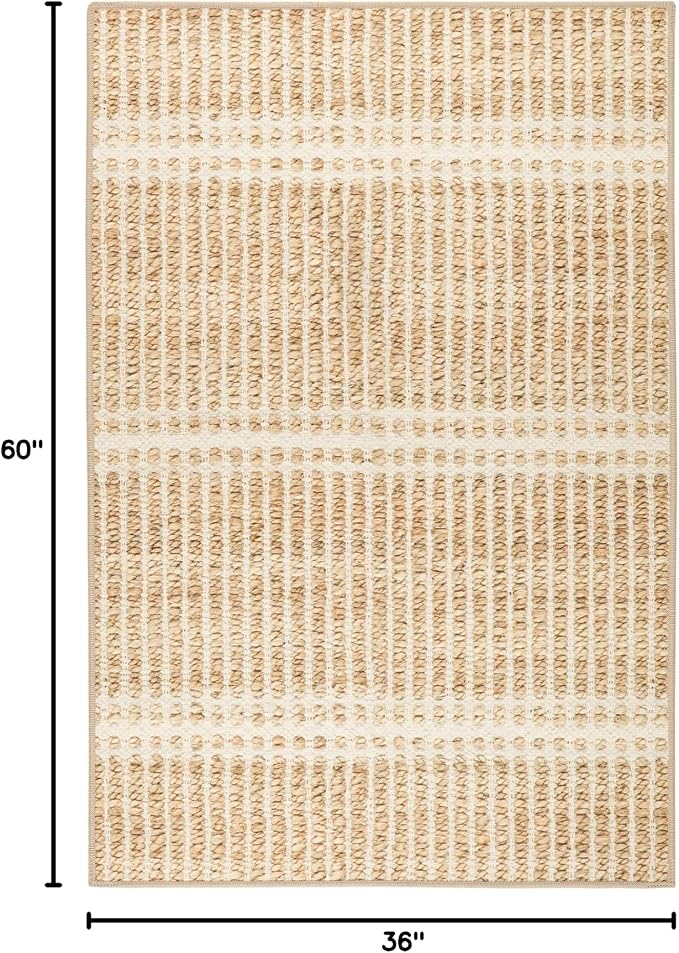 Dash and Albert Arbor Machine Washable Area Rug - 3' x 5' Neutral Stripe Washable Accent Rug Stain-Resistant, Anti-Slip, High Traffic Kitchen, Hallway, Mudroom