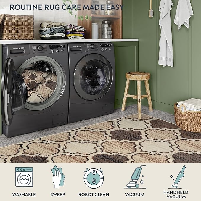 Lahome Moroccan Washable Kitchen Runner Rug - 2x6 Carpet Runners for Hallway 6Ft Non-Slip Throw Soft Laundry Room Print Distressed Modern Rug Runner for Bathroom Bedroom Entryway Living Room