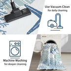 Tritard Coastal Area Rug 3x5 - Small Machine Washable Foldable Throw Rugs Non-Slip Beach Ocean Entryway Indoor Entrance Carpet for Kitchen Bathroom Laundry Bedroom Living Room, Blue