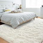Beglad Fluffy Area Rugs 4x6 Feet, Modern Minimalist Style Shag Rugs, Non-Slip Indoor Carpet Soft Rugs for Bedroom, Living Room & Kids Room, Cream White
