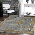 GLORY RUGS Area Rugs Marble 4x5 Grey Gold Carpet Modern Abstract Rug Living Room Dining Bedroom Rug