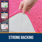 OLANLY Bathroom Rugs 24x16, Extra Soft Absorbent Chenille Bath Rugs, Rubber Backing Quick Dry, Machine Washable Bath Mats for Bathroom Floor, Tub and Shower, Home Decor Accessories, Hot Pink