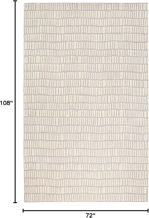 Dash and Albert Roark Wool Area Rug - 6' x 9' Ivory Geometric Hand Tufted Accent Rug - Durable, High Traffic Areas Hallway, Living Room, Stairs - Premium Luxury Hotel Quality Soft Breathable