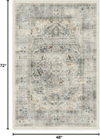 RUGGABLE Washable Vintage Area Rug – Sarrah Sage 4x6, Stain-Resistant, Non-Slip – Medium Machine Washable Rugs for Living Room, Bedroom, Hallway, Entryway & Office–with Cushioned Pad