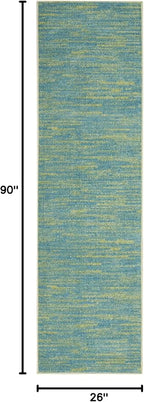 Nourison Home Nourison Essentials Blue Green 2'2" x 7'6" Area Rug - Easy Clean, Non Shedding, Bed Room, Living Room, Dining Room, Kitchen (8' Runner)