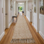 Collive Boho Runner Rug for Hallway, Washable 2.6x16 ft Long Hallway Runners Rug Farmhouse Neutral Kitchen Rug, Woven Cotton Tan/Cream Low Pile Floor Carpet for Entryway Bedroom