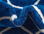 Rugs.com Lattice Frieze Collection Rug – 5' Round Navy Blue Medium Rug Perfect for Kitchens, Dining Rooms