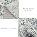 6x9 Abstract Area Rugs for Living Room 6 x 9 Washable Non Slip Low Pile Gray Rugs for Bedroom Dining Room Foldable Thin Gray Blue