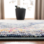 SAFAVIEH Monaco Collection Runner Rug - 2'2" x 20', Navy & Light Blue, Boho Chic Medallion Distressed Design, Non-Shedding & Easy Care, Ideal for High Traffic Areas in Living Room, Bedroom (MNC243N)