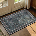 Lahome Floral Entryway Rug, 2x3 Kitchen Rugs Non Slip Washable Boho Black Forest Design, Soft Door Mat Indoor Entrance, Ultra-Thin Easy Clean Small Throw Carpet for Bedroom Bathroom, Black