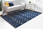 Unique Loom Glam Collection Area Rug - Trellis (3' 3" x 5' 3" Rectangle, Navy Blue Gold/ Gold)