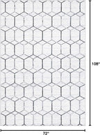 Rugs.com Lattice Trellis Collection Rug – 6' x 9' White Low-Pile Rug Perfect for Living Rooms, Large Dining Rooms, Open Floorplans