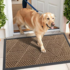 Kitinjoy Front Door Mat Outside Entrance, Sturdy Natural Dirt Trapper, Heavy Duty Rubber Doormat, Low Profile Non-Slip Backing, Easy Clean Floor Mat for Indoor Outdoor Entry, 29.5X17 Inch, Coffee