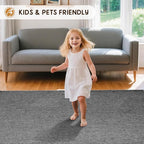 LBRO2M Easy Jute Solid Area Rug 5X7 Washable Rugs for Living Room Bedroom Natural Jute Look Indoor Outdoor Rug Durable, Solid Non Shedding Eco Friendly (5X7 Black Gray)