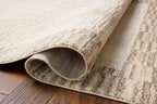 Loloi Chris Loves Julia Calvin Collection CLV-04 Ivory/Pebble 9'-6" x 12'-6" Area Rug Checkered Neutral Soft Living Room Bedroom Carpet